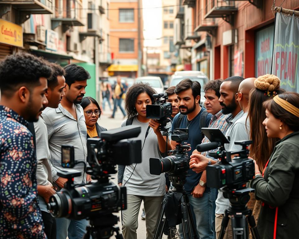 diverse production crew
